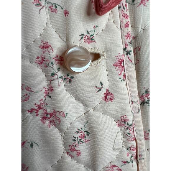robe quilted floral pink cream light button front - Picture 13 of 16